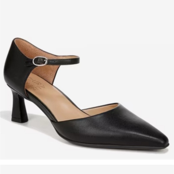 Naturalizer Tilda Pumps black leather Sz 9.5 ankle strap pointed toe - Picture 2 of 7